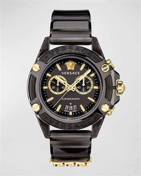 versace icon active silicone strap chronograph watch|Versace Men's Icon Active Diamond Chronograph Black Silicone .